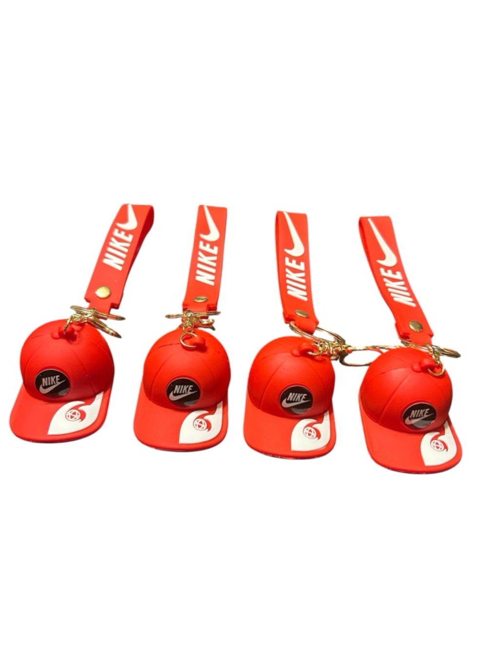 (4) Nike Red Mini Cap Keychain with Branded Strap